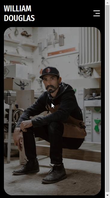 The mobile menu with animations for smooth opening and closing.